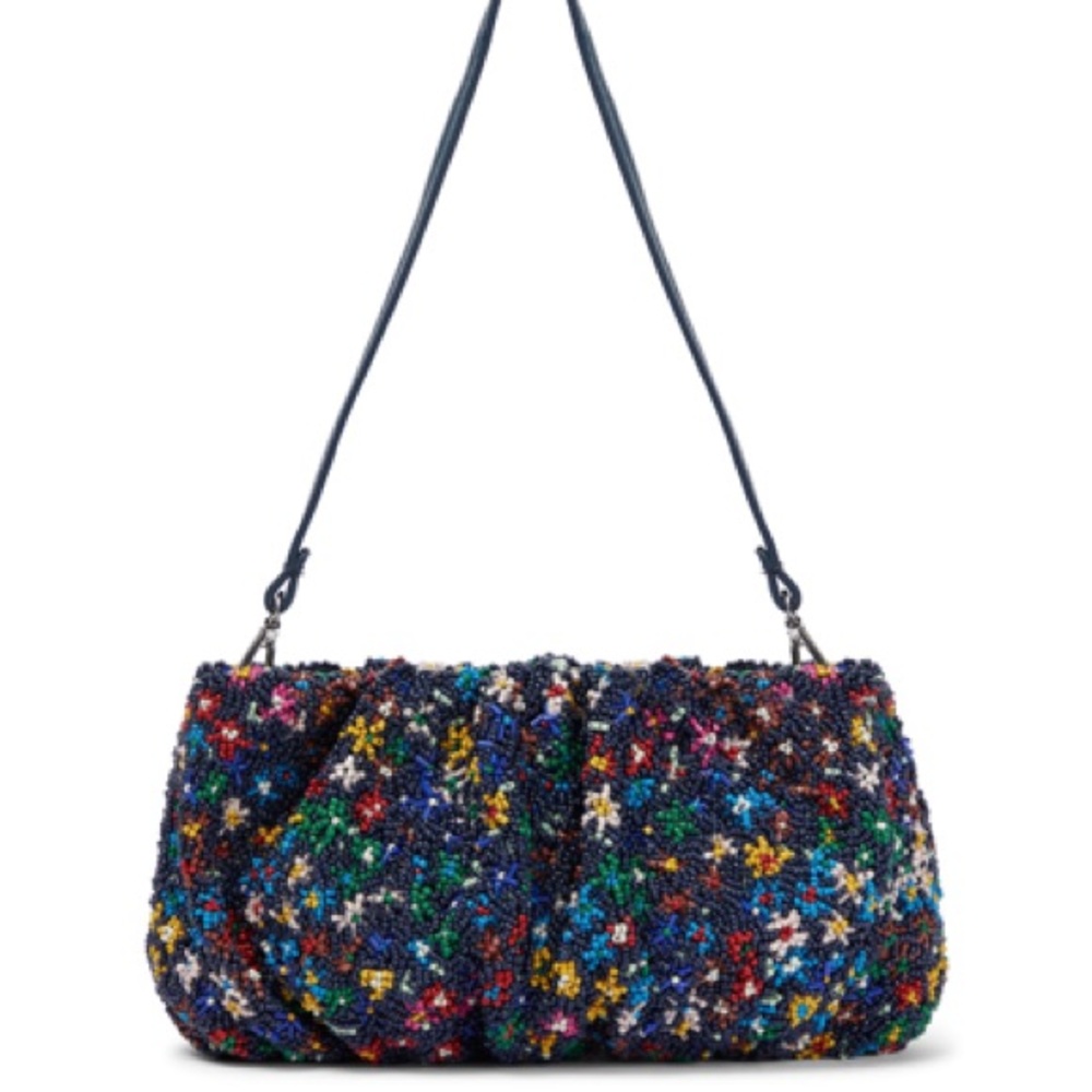 STAUD Beaded Bean Bag in Rainbow Flower Market